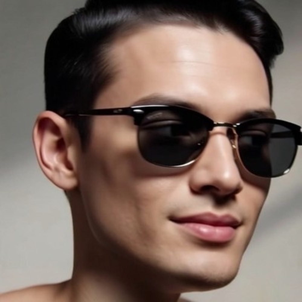 Polarized Half Frame Horn Rimmed Sunglasses Black Unisex Deep Eddy Vodka New